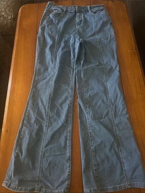 Earl Jeans Light Blue Seamed Wide-Leg Jeans